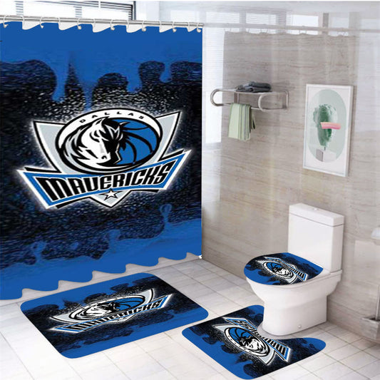 Dallas Mavericks Rough Bkg 4Pcs Bathroom Set Shower Curtain