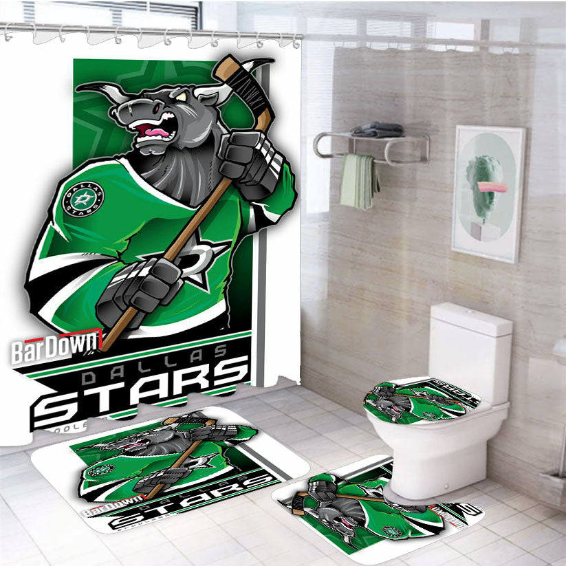 Dallas Stars Hockey 4Pcs Bathroom Set Shower Curtain