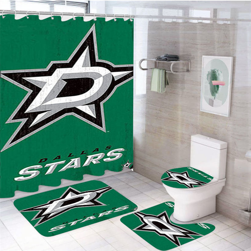 Dallas Stars Logo 4Pcs Bathroom Set Shower Curtain
