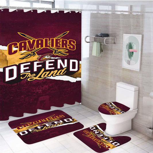Defend The Land Cavaliers Playoff 4Pcs Bathroom Set Shower Curtain