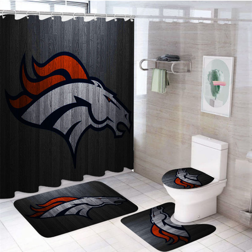 Denver Broncos 4Pcs Bathroom Set Shower Curtain
