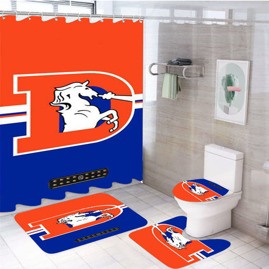 Denver Broncos 20 4Pcs Bathroom Set Shower Curtain
