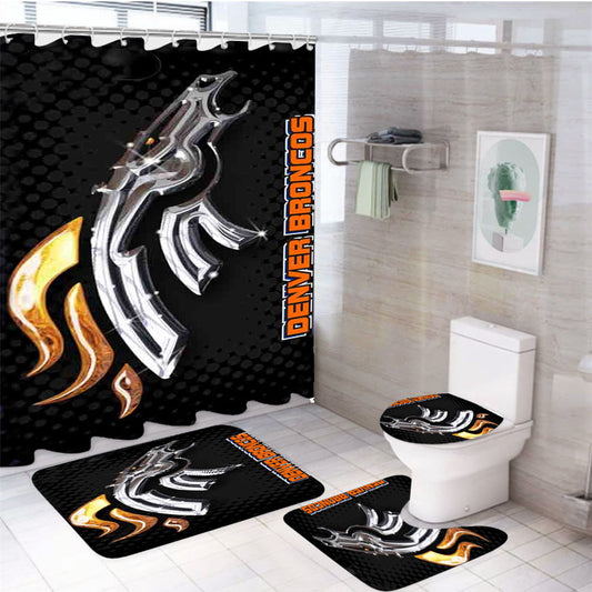 Denver Broncos Football Team Nfl 4Pcs Bathroom Set Shower Curtain