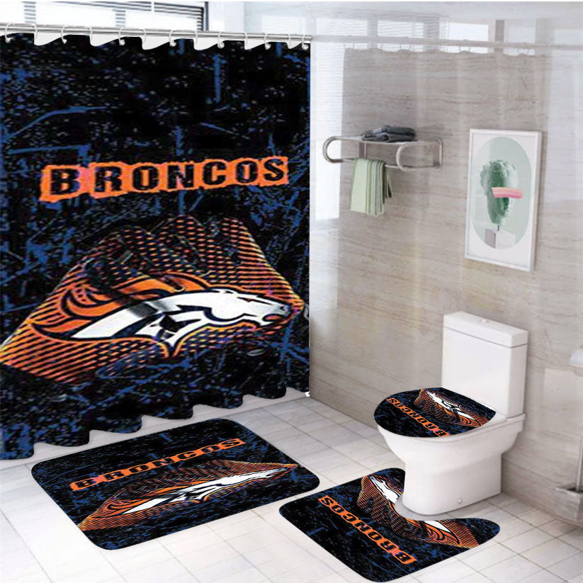 Denver Broncos Gloves Rough 4Pcs Bathroom Set Shower Curtain