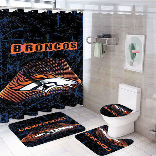 Denver Broncos Gloves Rough 4Pcs Bathroom Set Shower Curtain