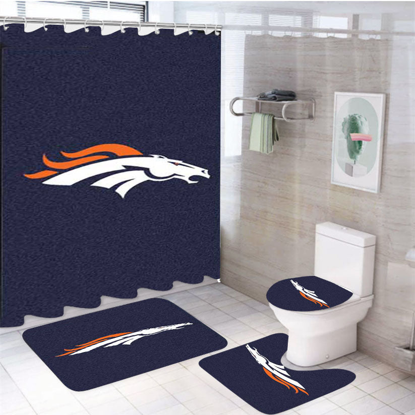 Denver Broncos Grainy 4Pcs Bathroom Set Shower Curtain