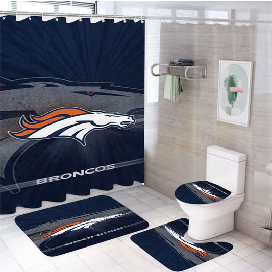 Denver Broncos Logo 2 4Pcs Bathroom Set Shower Curtain