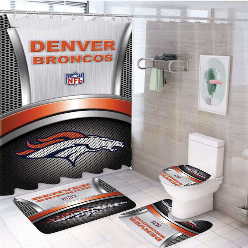 Denver Broncos Meshbox 4Pcs Bathroom Set Shower Curtain