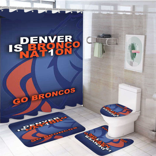 Denver Broncos Nat1On 4Pcs Bathroom Set Shower Curtain