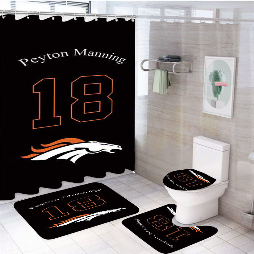 Denver Broncos P Manning 4Pcs Bathroom Set Shower Curtain