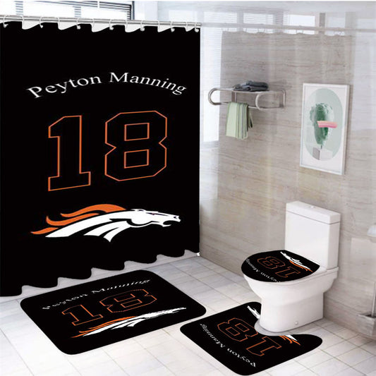 Denver Broncos P Manning 4Pcs Bathroom Set Shower Curtain