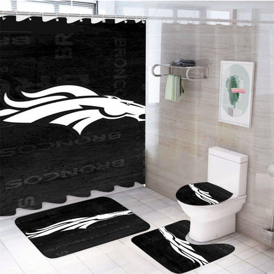 Denver Broncos Rough Grey 4Pcs Bathroom Set Shower Curtain