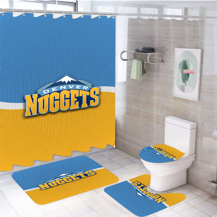 Denver Nuggets Basketball Team Logo 4Pcs Bathroom Set Shower Curtain