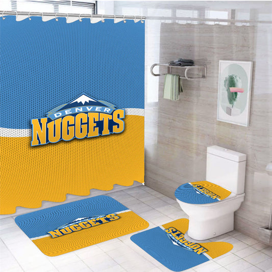 Denver Nuggets Basketball Team Logo 4Pcs Bathroom Set Shower Curtain