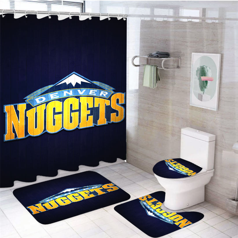 Denver Nuggets Hardwood 4Pcs Bathroom Set Shower Curtain