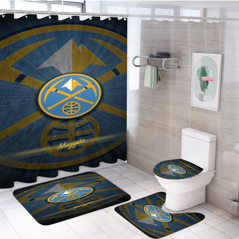 Denver Nuggets Logo 4Pcs Bathroom Set Shower Curtain
