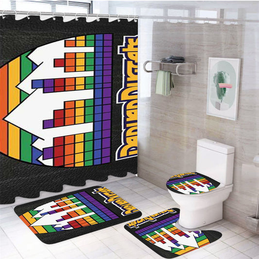 Denver Nuggets Logo Rainbow Effect 4Pcs Bathroom Set Shower Curtain