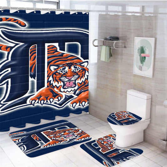 Detroid Tigers Baseball Team Icon 4Pcs Bathroom Set Shower Curtain