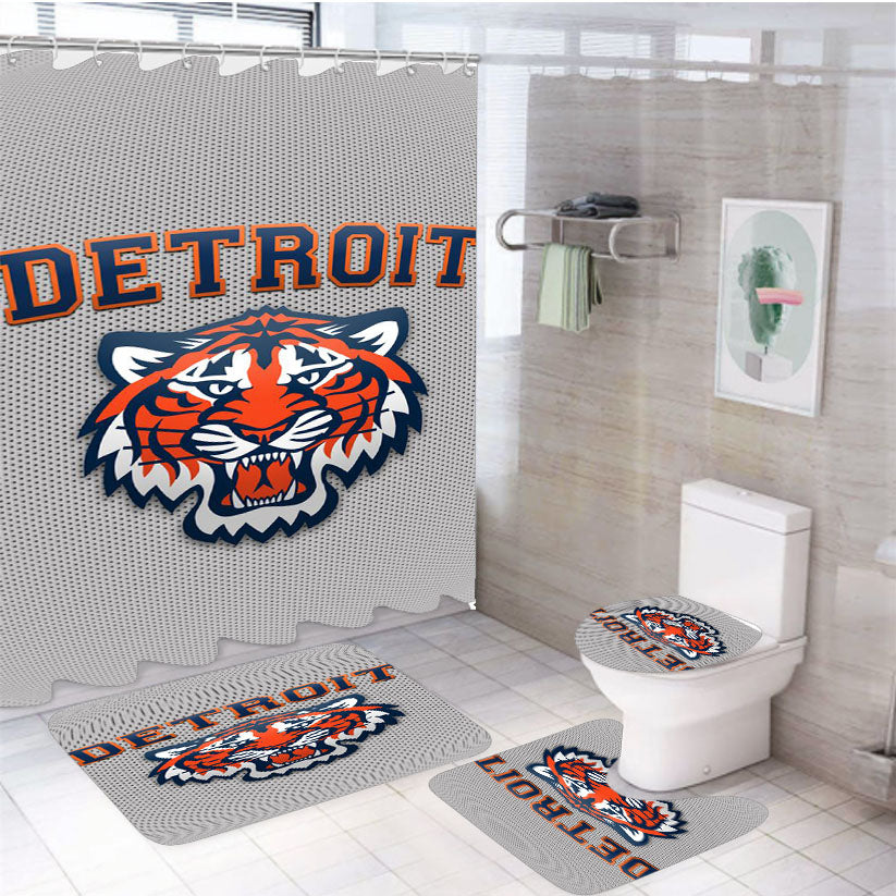Detroid Tigers Texture Style 4Pcs Bathroom Set Shower Curtain