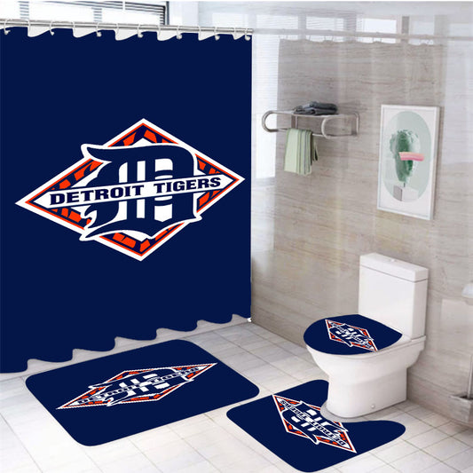 Detroit Logo 4Pcs Bathroom Set Shower Curtain