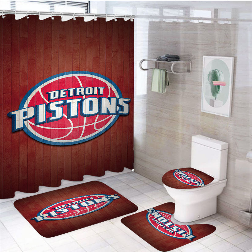 Detroit Pistons 4Pcs Bathroom Set Shower Curtain