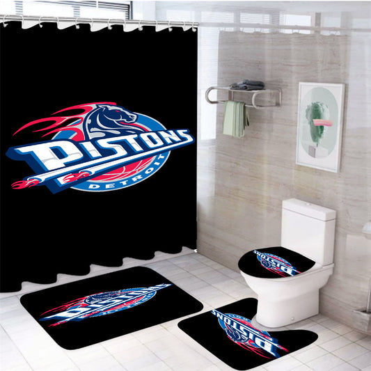 Detroit Pistons Emblem 4Pcs Bathroom Set Shower Curtain
