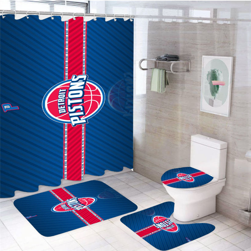 Detroit Pistons Wallpapers 4Pcs Bathroom Set Shower Curtain