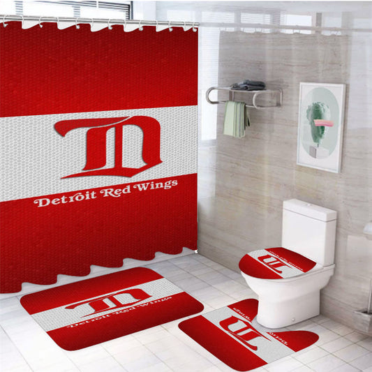 Detroit Red Wings 2 4Pcs Bathroom Set Shower Curtain