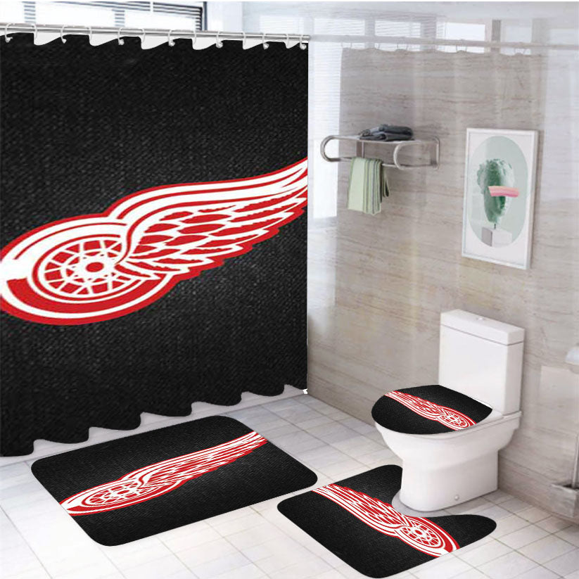 Detroit Red Wings Denim 4Pcs Bathroom Set Shower Curtain