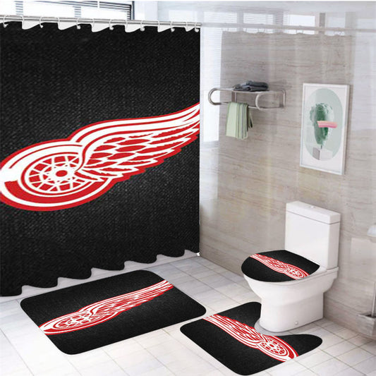 Detroit Red Wings Denim 4Pcs Bathroom Set Shower Curtain