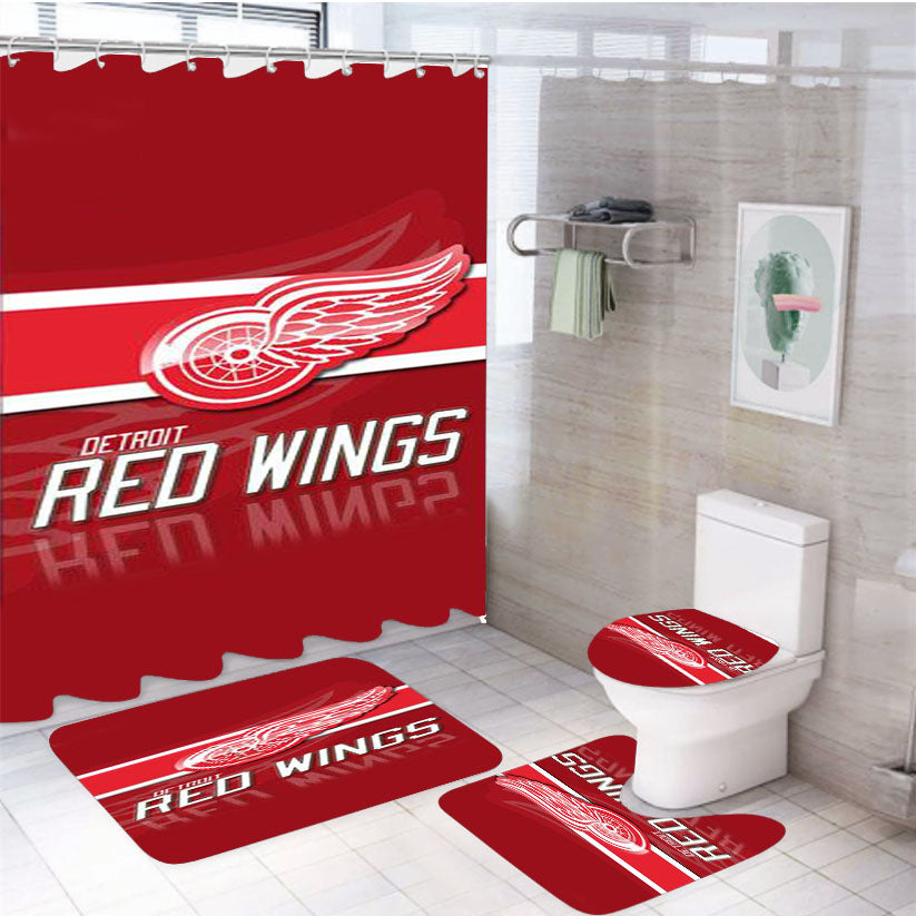 Detroit Red Wings Logo 4Pcs Bathroom Set Shower Curtain