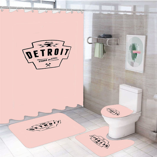 Detroit Strong As Steel Michigan State 4Pcs Bathroom Set Shower Curtain