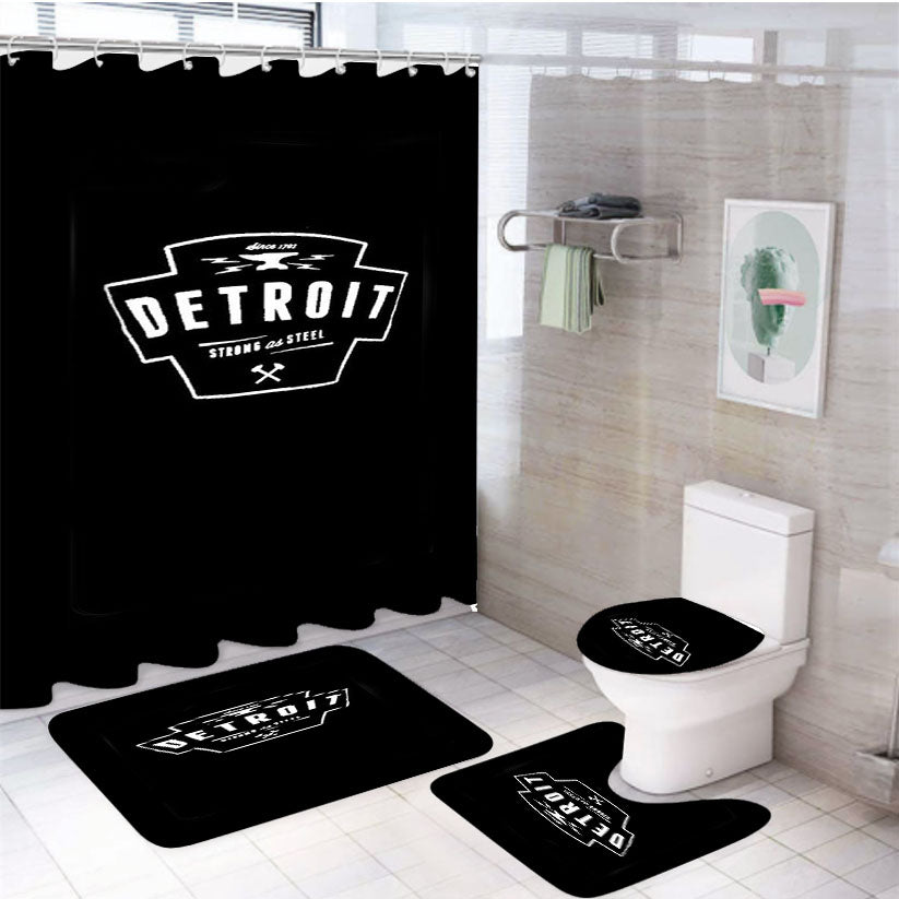 Detroit Strong As Steel Michigan State Tigers 4Pcs Bathroom Set Shower Curtain