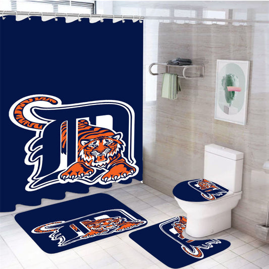 Detroit Tiger Logo 2017 4Pcs Bathroom Set Shower Curtain