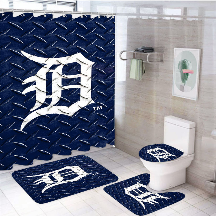 Detroit Tigers 4Pcs Bathroom Set Shower Curtain