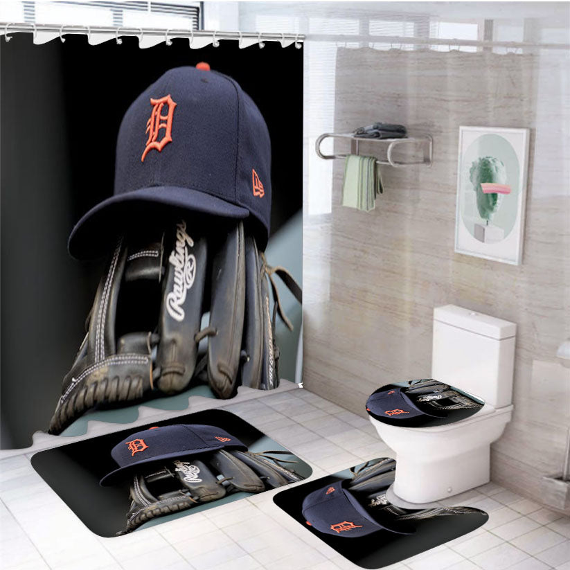 Detroit Tigers 4 4Pcs Bathroom Set Shower Curtain