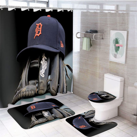 Detroit Tigers 4 4Pcs Bathroom Set Shower Curtain