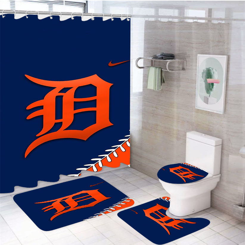 Detroit Tigers 89 4Pcs Bathroom Set Shower Curtain