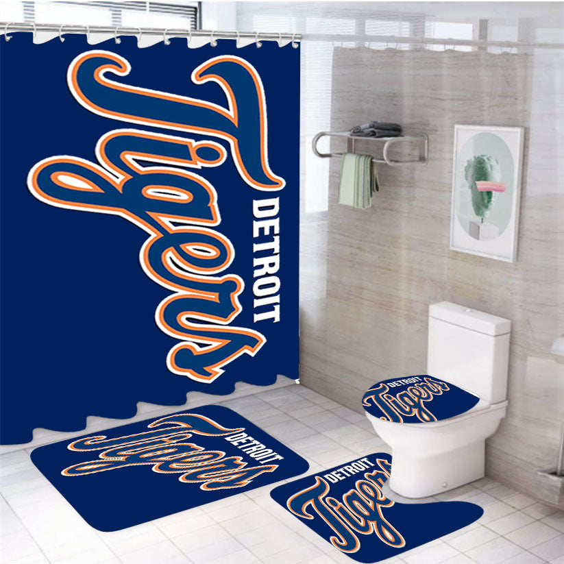 Detroit Tigers Font 4Pcs Bathroom Set Shower Curtain