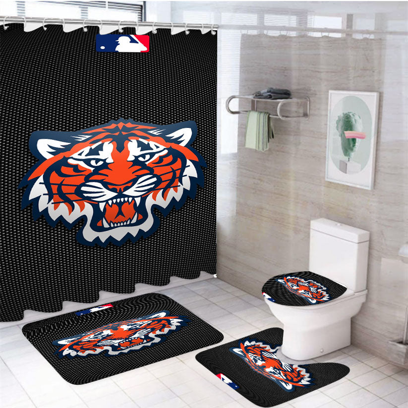Detroit Tigers Icons 4Pcs Bathroom Set Shower Curtain