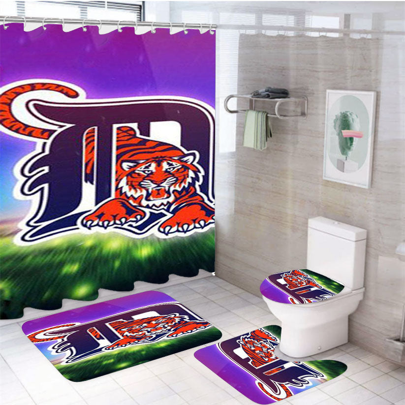 Detroit Tigers Mlb Sport 4Pcs Bathroom Set Shower Curtain