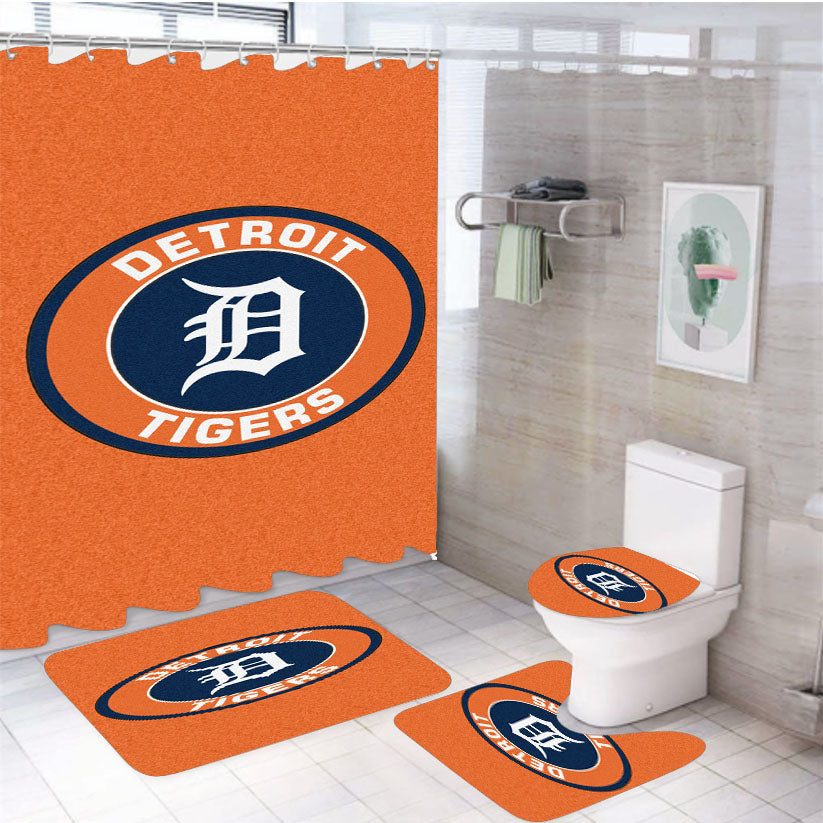 Detroit Tigers Mug 4Pcs Bathroom Set Shower Curtain