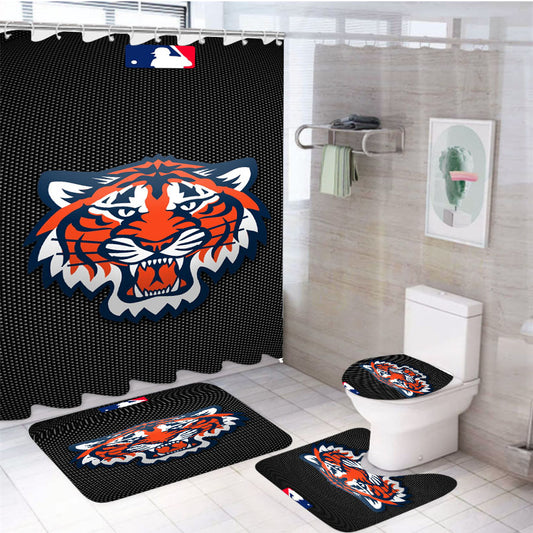 Detroit Tigers Wallpaper Hd 4Pcs Bathroom Set Shower Curtain