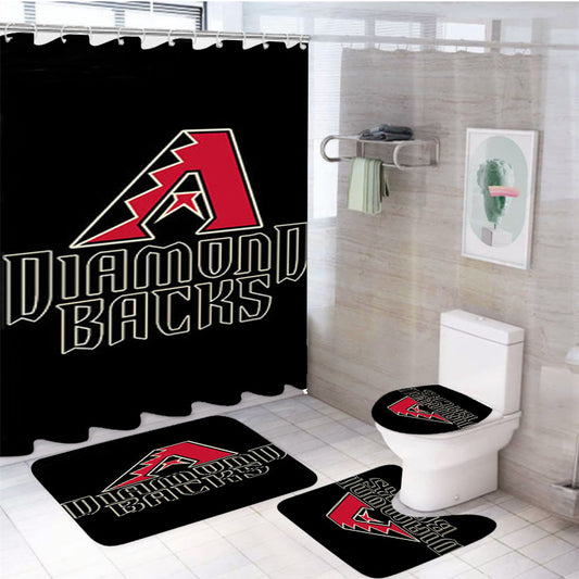 Diamond Backs Baseball Logo Black 4Pcs Bathroom Set Shower Curtain