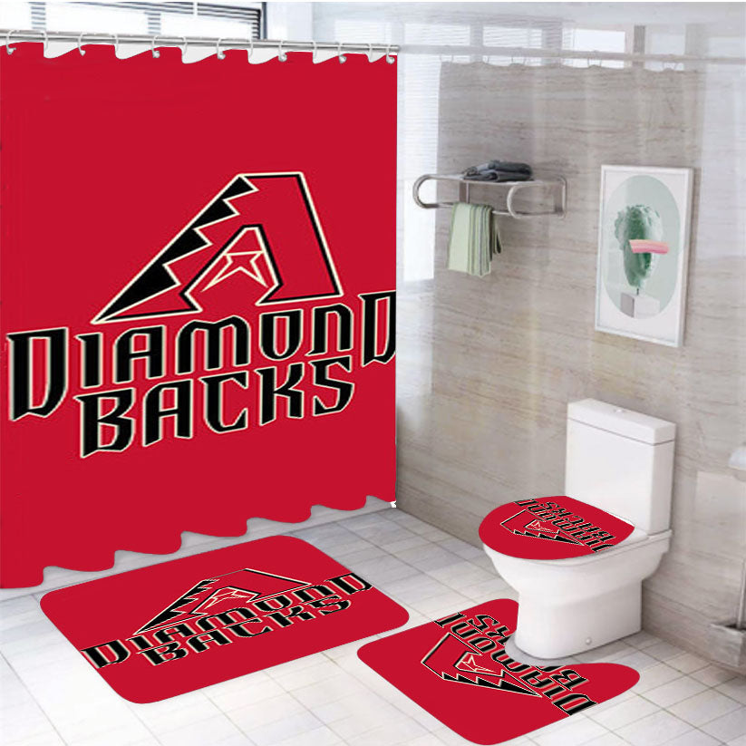 Diamond Backs Baseball Logo Red 4Pcs Bathroom Set Shower Curtain