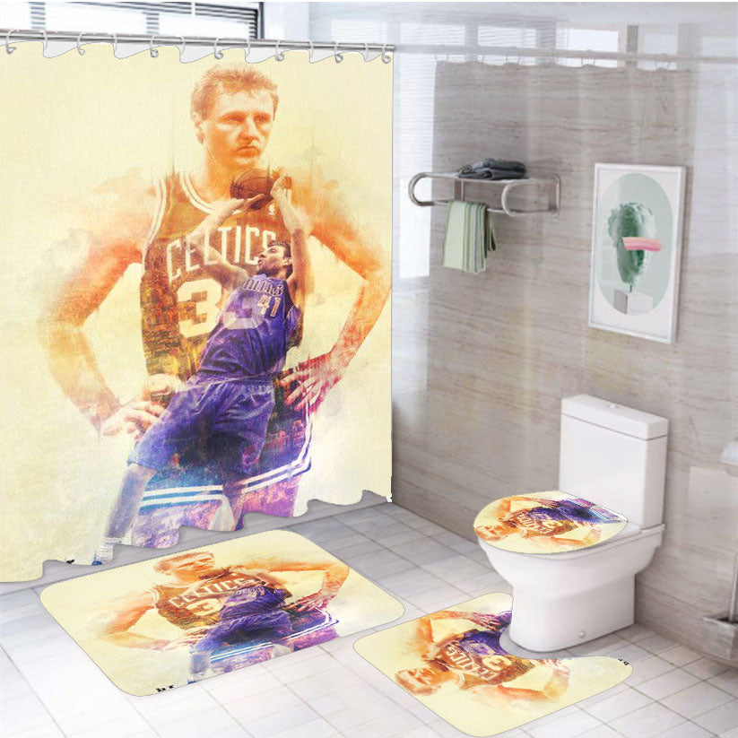 Dirk Nowitzki Celtics Nba 4Pcs Bathroom Set Shower Curtain