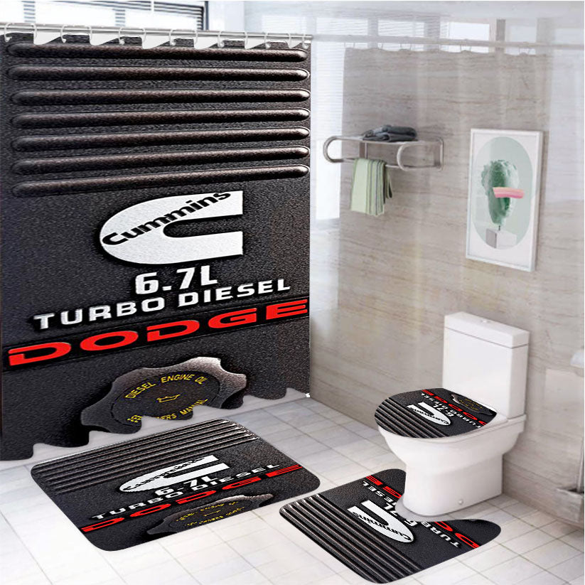 Dodge Cummins Turbo Diesel 4Pcs Bathroom Set Shower Curtain