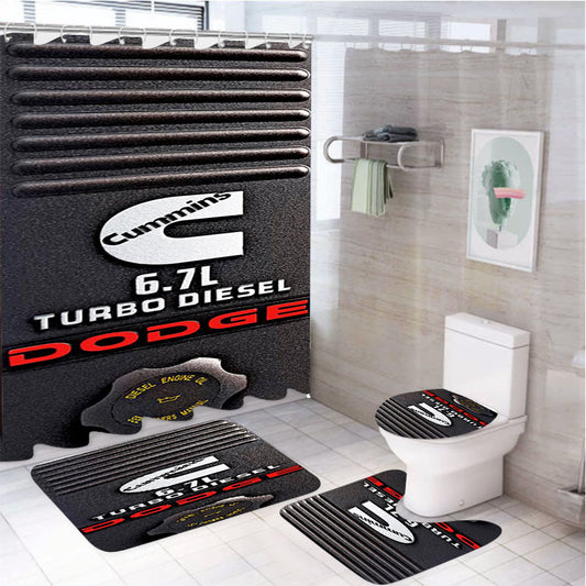 Dodge Cummins Turbo Diesel 4Pcs Bathroom Set Shower Curtain
