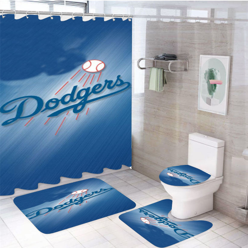 Dodgers Baseball 4Pcs Bathroom Set Shower Curtain