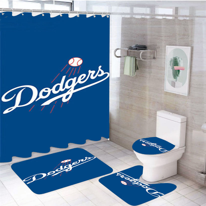 Dodgers Baseball Logo 4Pcs Bathroom Set Shower Curtain